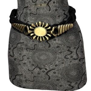 Black rope with big antique metal look buckle size S